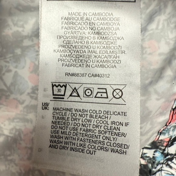 ADIDAS Womens Trefoil Floral Track Jacket‎ Full Zip Size M Black White Pink Blue - Picture 10 of 11